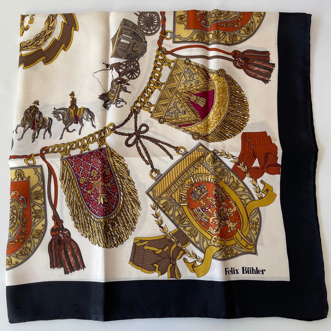 On Sale Felix Buhler Vintage Silk Scarf 34 X 34 Inches - Etsy