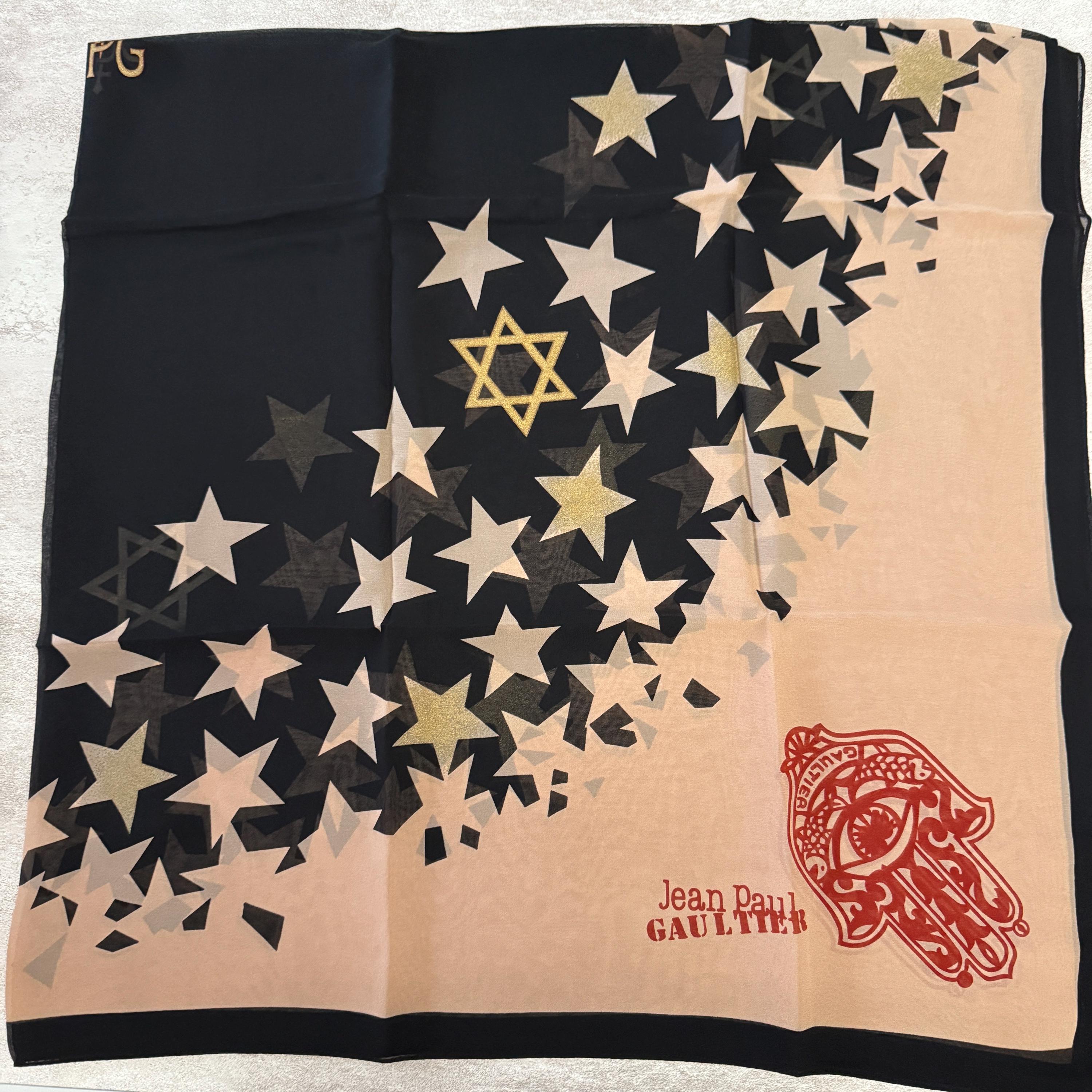 Jean Paul Gaultier Vintage Silk Chiffon Scarf: Oversized 41x41 in