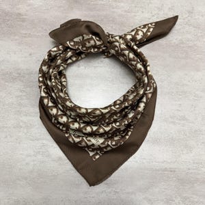 Vintage Christian Dior Monogram Silk Scarf Brown 29x29 Made France