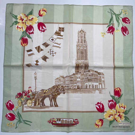 Vintage Huis Ten Bosch Handkerchief: Japan Cotton Scarf (20x20 inches)