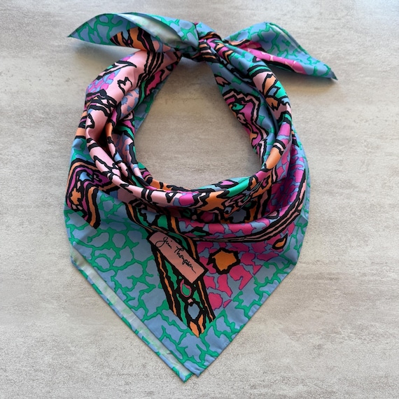 Jim Thompson Vintage Silk Scarf 32 X 33 Inches, No Tags Care