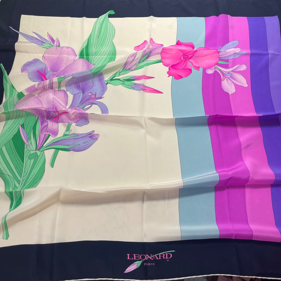 Cravate Authentique LEONARDO Paris 100% Soie - Vintage Bleu - Longueur 155 Cm - Occasion Parfait état