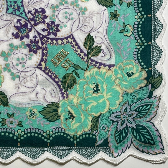 Anna Sui Vintage Handkerchief 22 x 22 inches - image 4