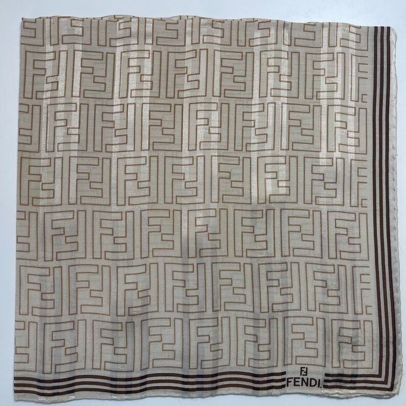 FENDI Vintage Collection Handkerchief 22 x 22 inches, Silk Cotton image 1