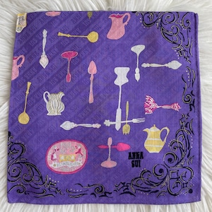 Anna Sui Vintage Handkerchief Made in Japan 18x18 Cotton image 1