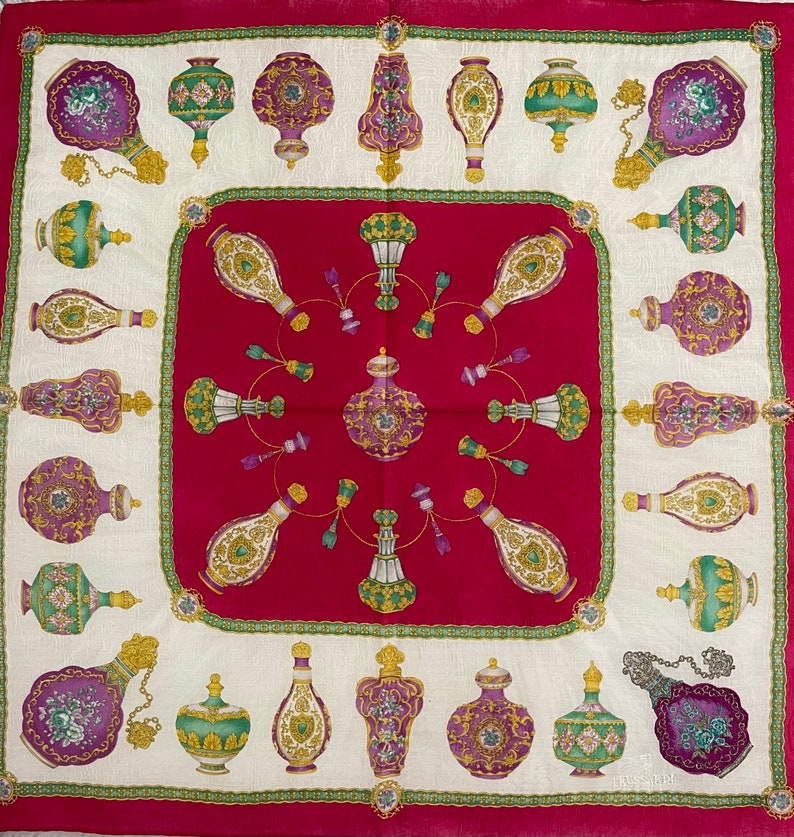 TRUSSARDI Vintage Handkerchief Made in Japan 19\u201dx19\u201d Cotton
