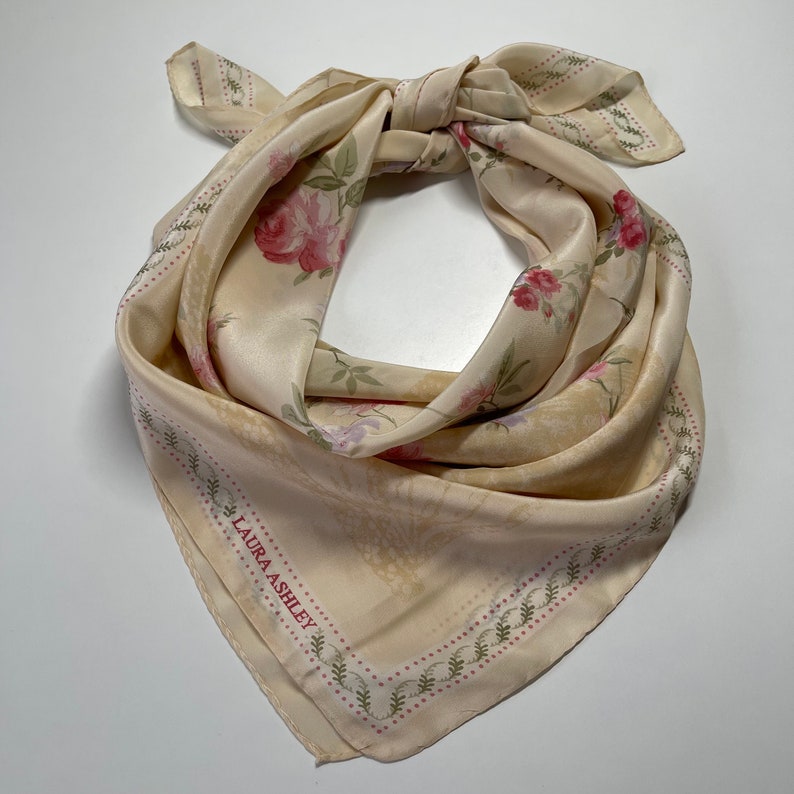 Laura Ashley Vintage silk scarf 34 x 34 inches image 1