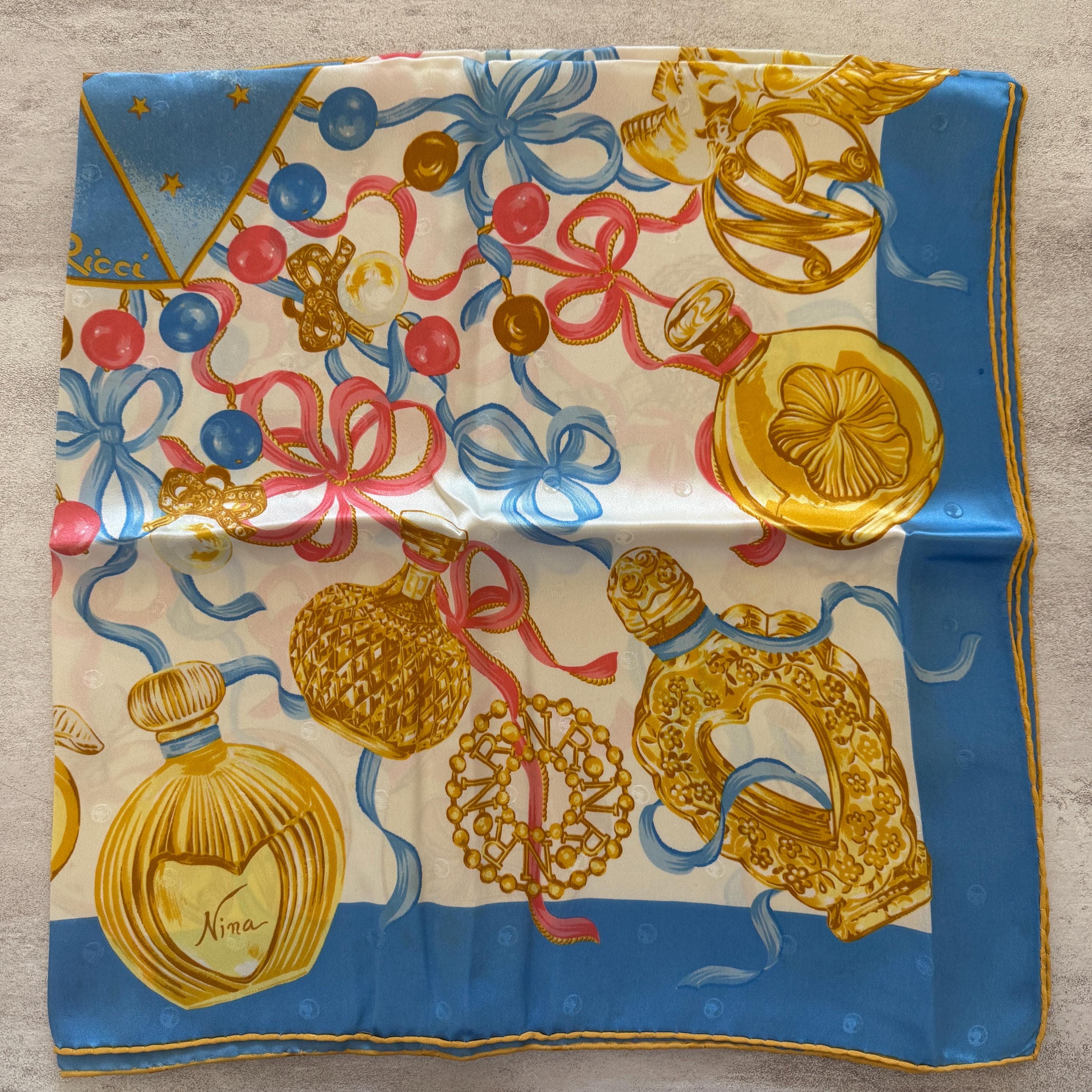 Nina Ricci Vintage Silk Scarf - Floral Print (34 X 34 Inches) - Etsy