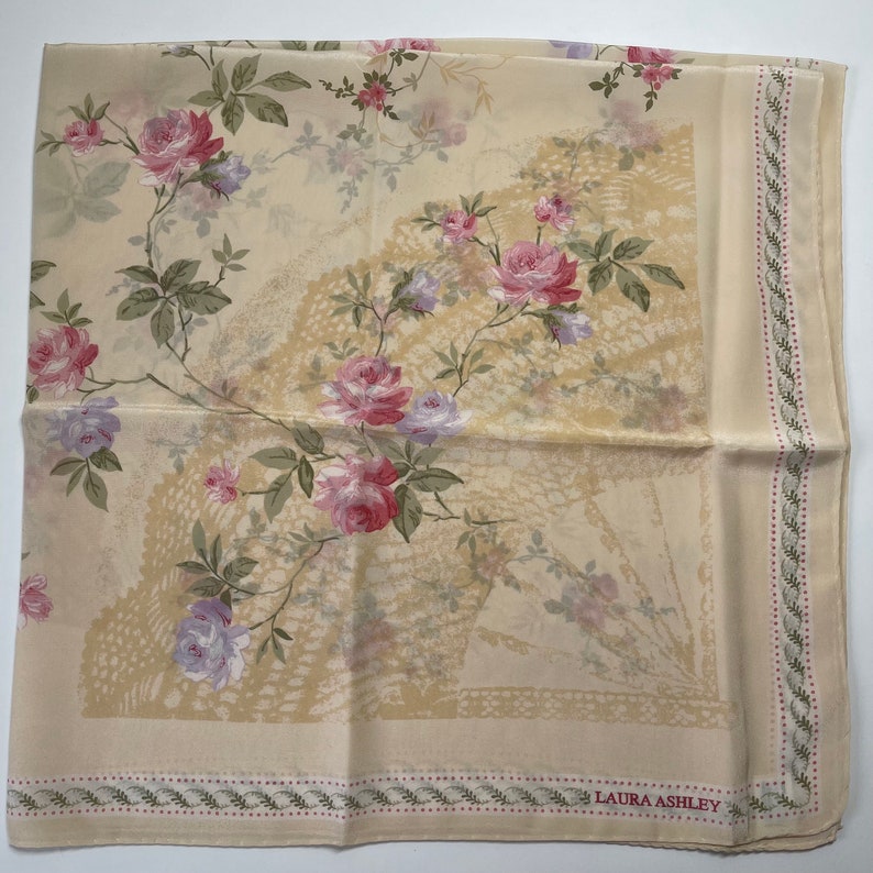 Laura Ashley Vintage silk scarf 34 x 34 inches image 7