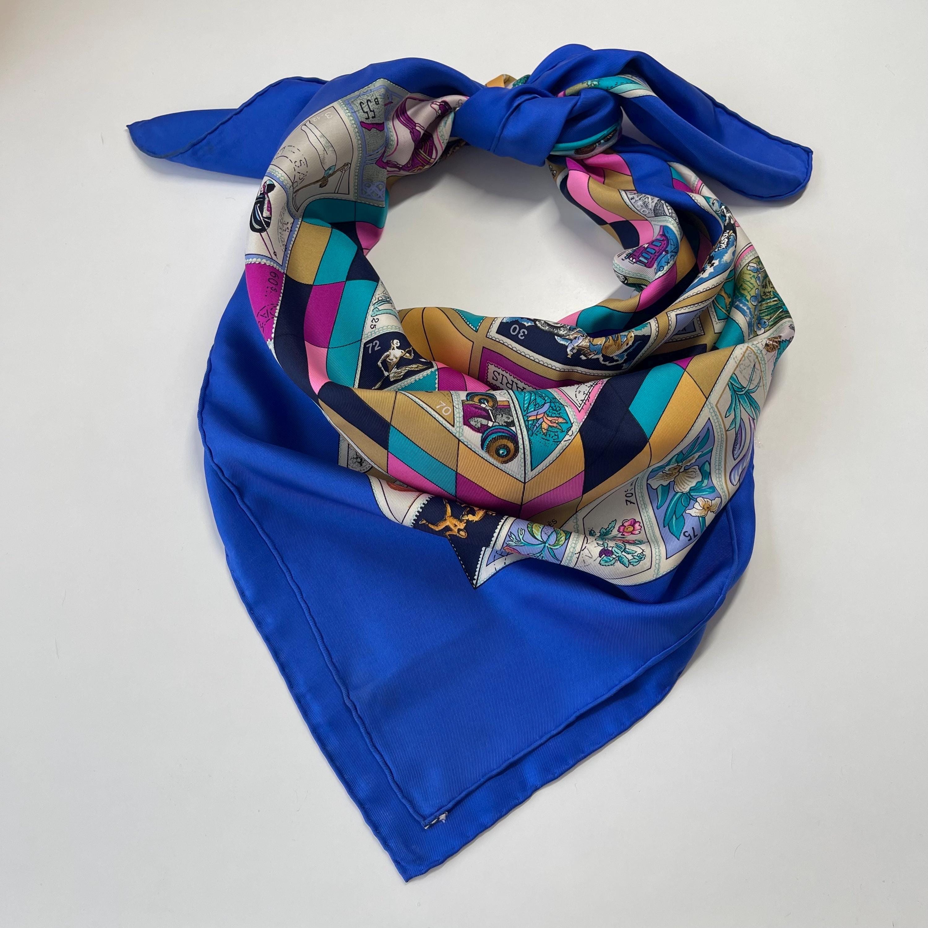Hermès Paris Vintage Silk Scarf Correspondence Postage Stamp Silk