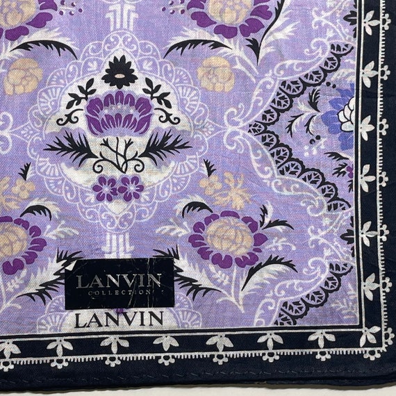 LANVIN Paris Vintage Handkerchief 22 x 22 inches - image 3