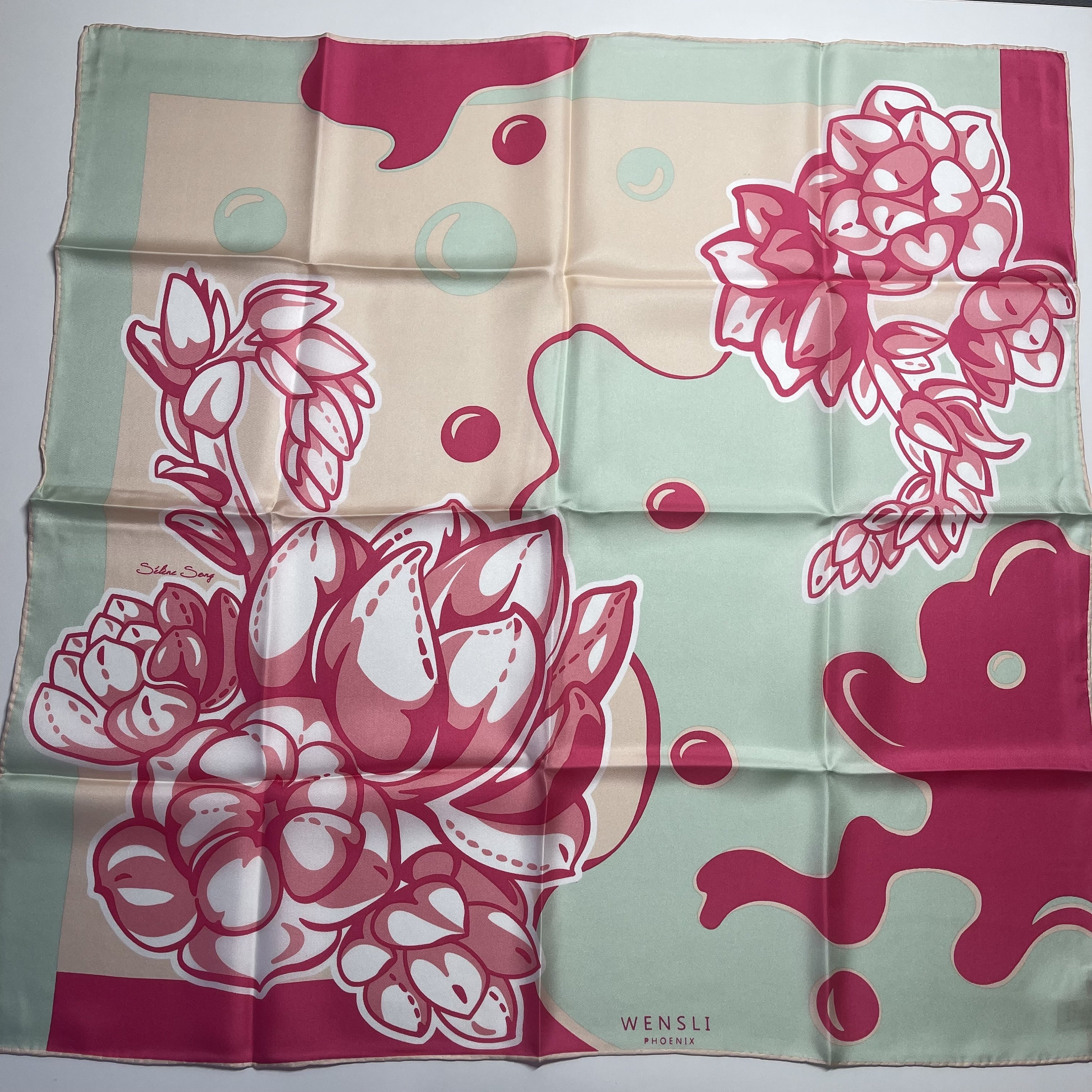 Vintage Floral Silk Scarf - WENSLI PHOENIX 25x25 In - Etsy Hong Kong