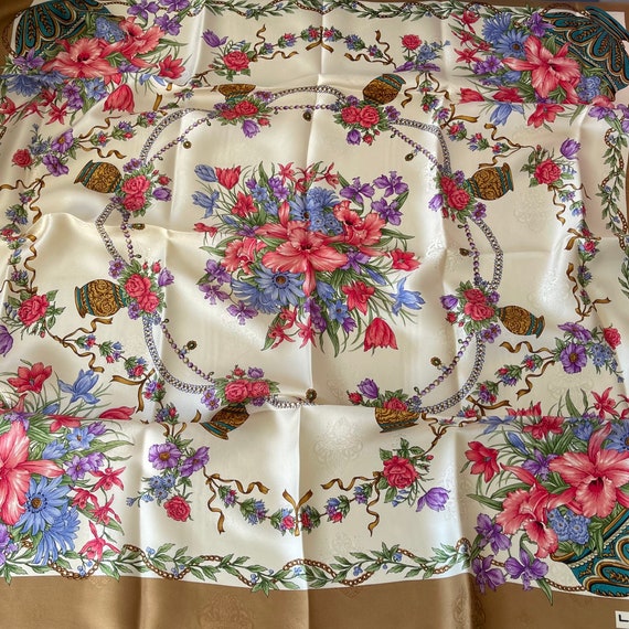LANCEL Paris Vintage Silk Scarf 34 x 34 inches | Etsy