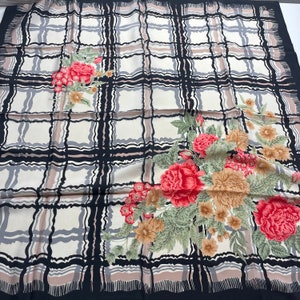 Vintage Floral Silk Scarf - 30x30 Inches
