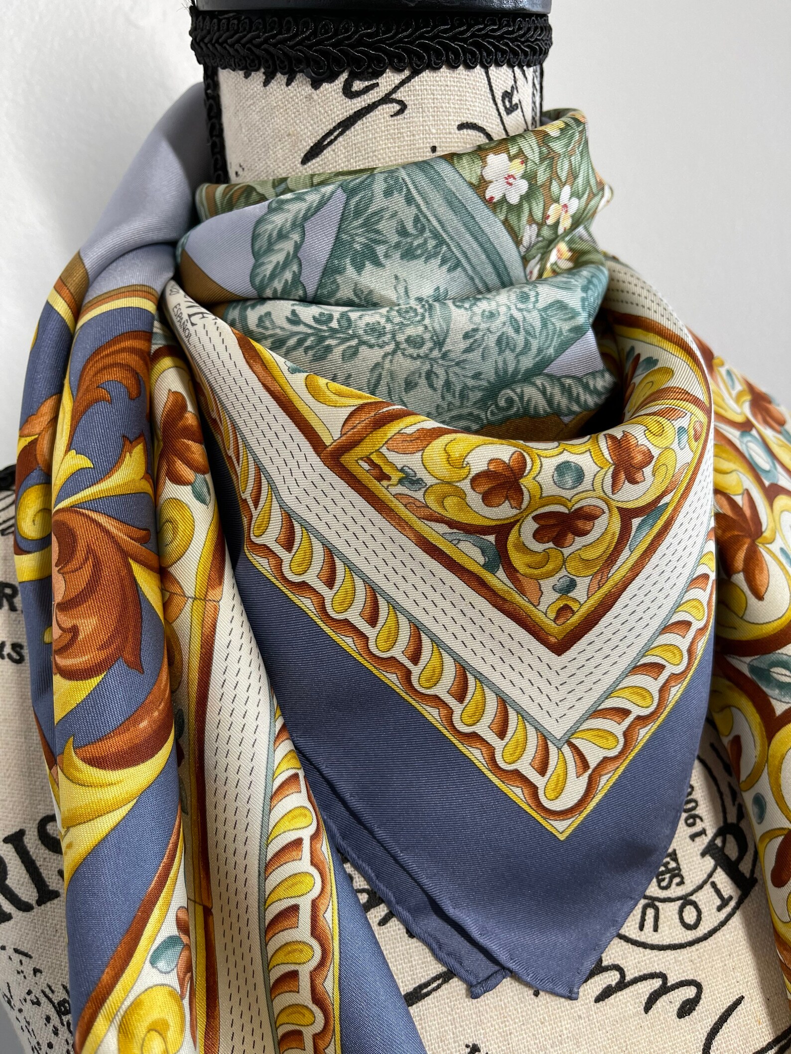 LOEWE Vintage silk scarf 33 x 33 inches Authentic Vintage silk | Etsy
