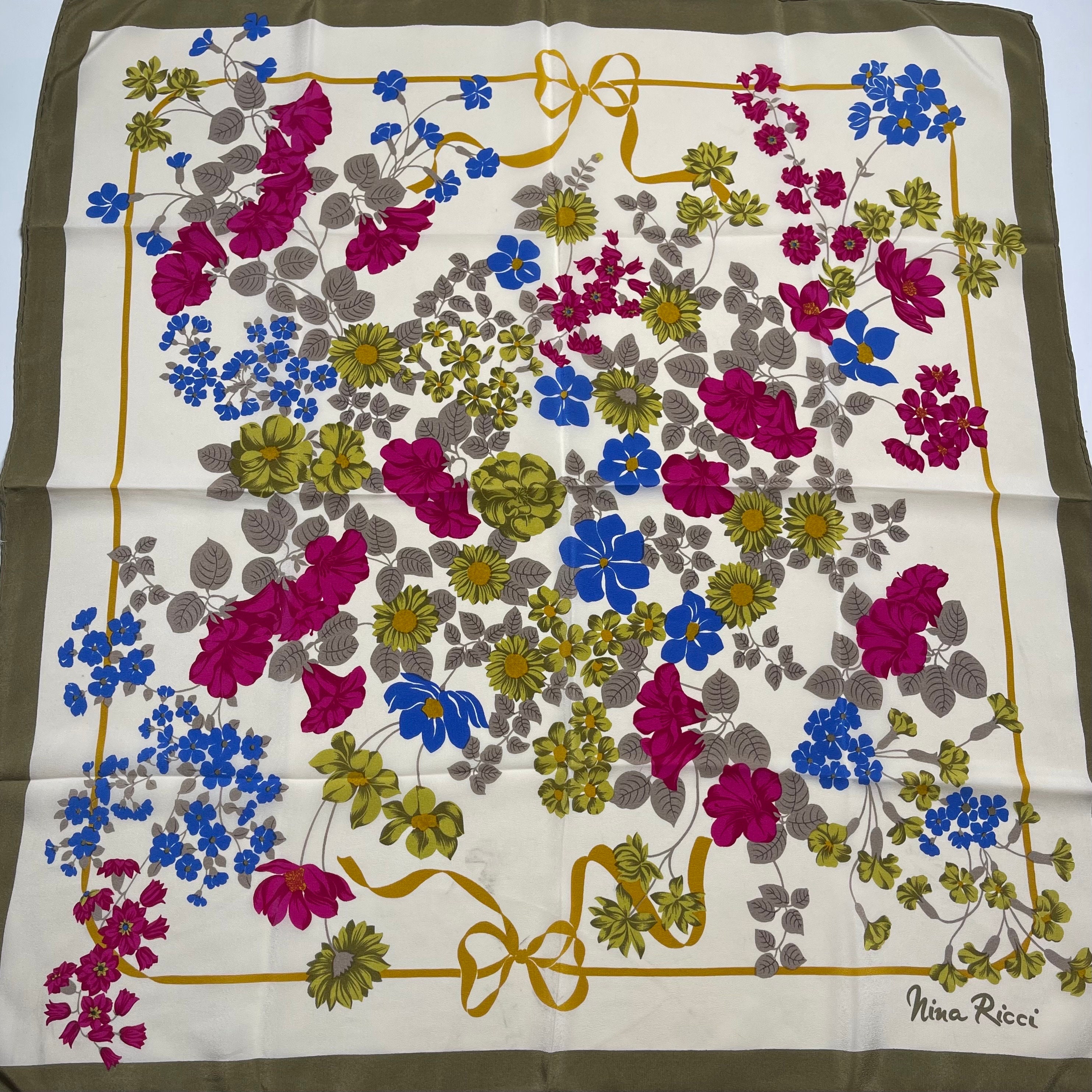 Nina Ricci Vintage Silk Scarf 26 X 26 Inches - Etsy