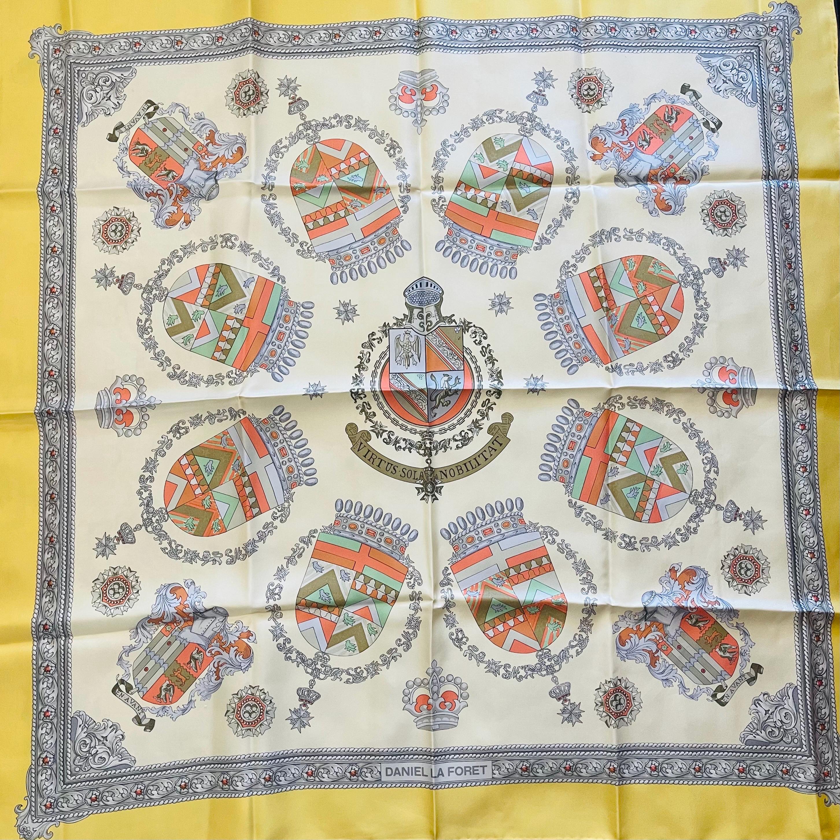 Foulard Carré En Soie Daniel Laforet – Vintage Floral – Fabriqué En France