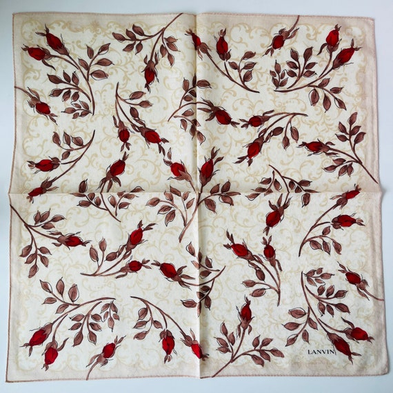 LANVIN Paris Vintage Handkerchief 19 x 19 inches - image 1