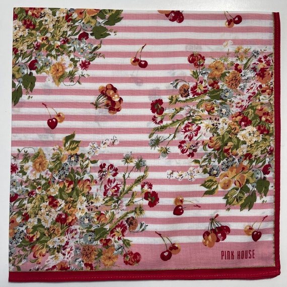 Pink House vintage handkerchief 18 x 18 inches - image 2