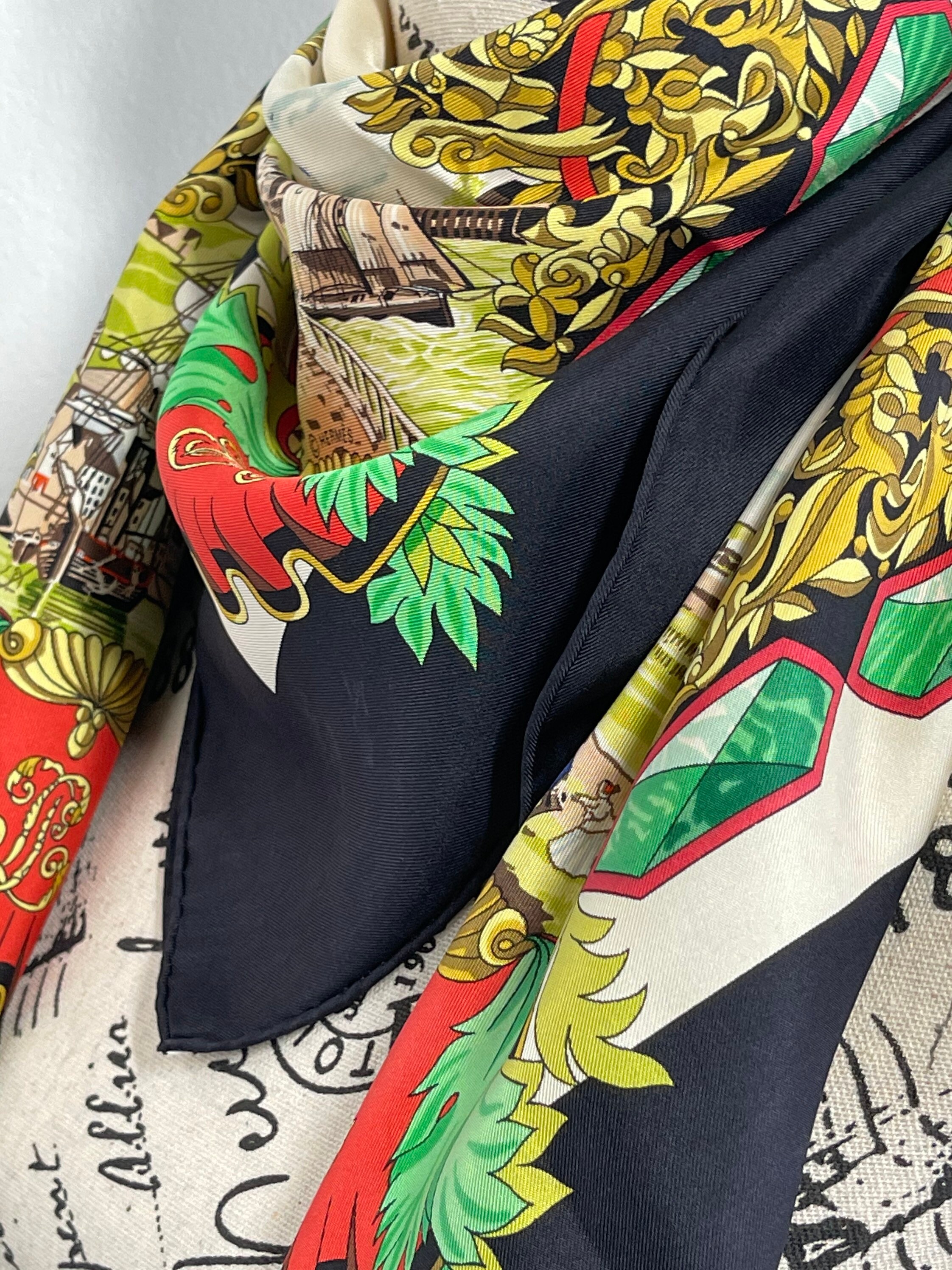 Hermès vintage silk scarf 90 cm. Scarf Lentente Cordiale | Etsy