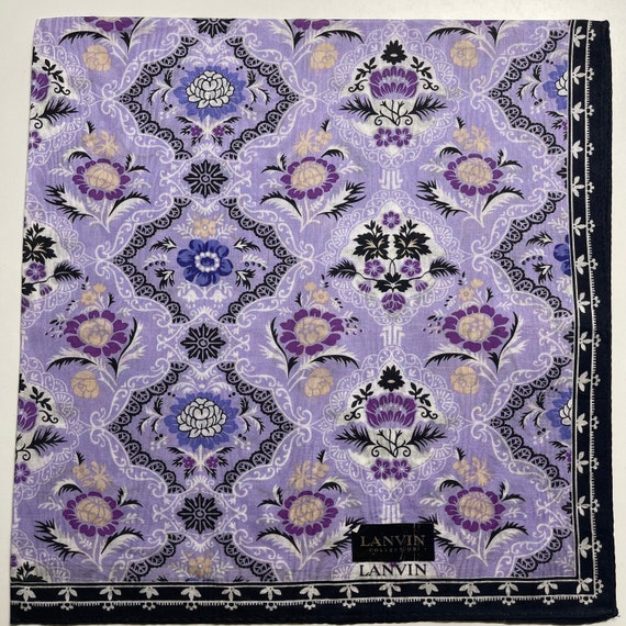 LANVIN Paris Vintage Handkerchief 22 x 22 inches - image 2