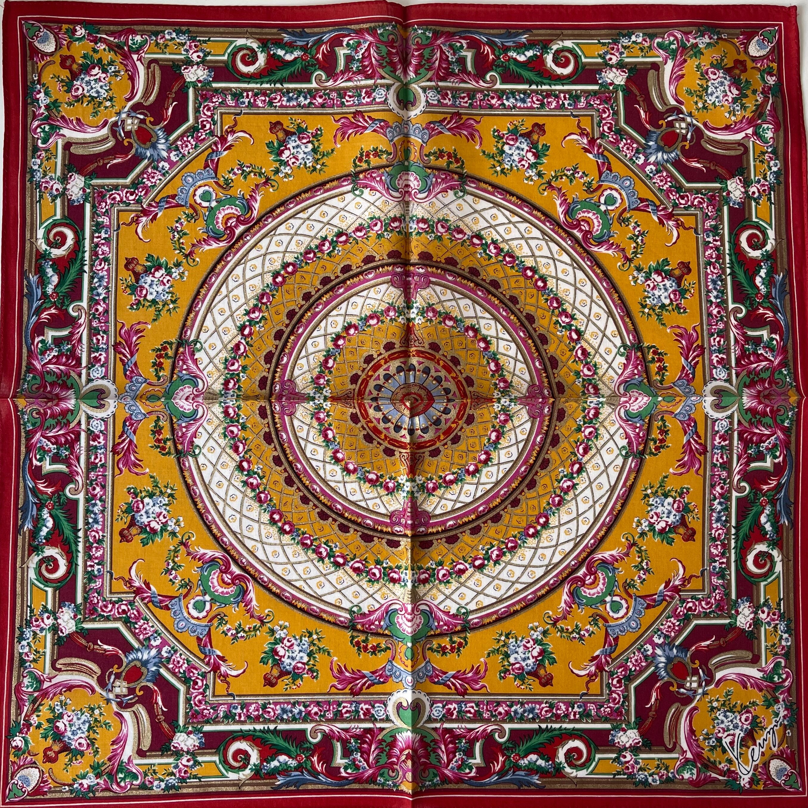 KENZO Vintage Handkerchief 18 x 18 inches, Cotton