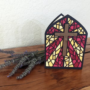 Cartão SVG cristão para épocas litúrgicas, advento do tempo comum, cartão de vitral cruzado, modelo de arquivo de corte cricut, SVG religioso cristão