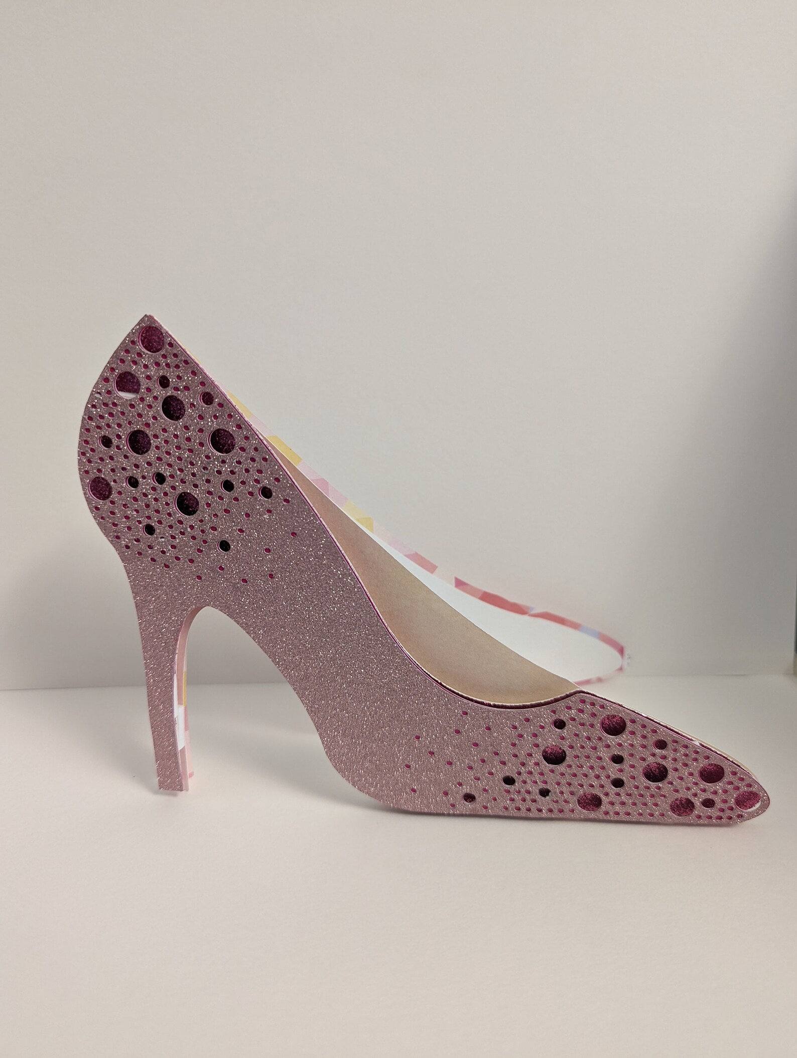 Pink Shoe Card SVG, Barbiecore High Heel, Bejeweled With Rhinestones