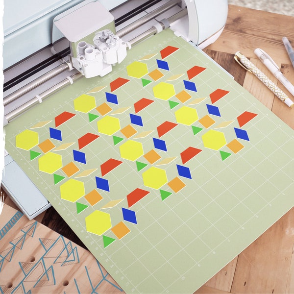 Pattern Blocks SVG for Elementary Classroom, Math Manipulative for Geometry Fractions, Teacher Cricut Cut File for School Students