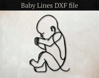 Baby Linien Vektordatei: Laser Cut CNC Design (Digitale Datei)