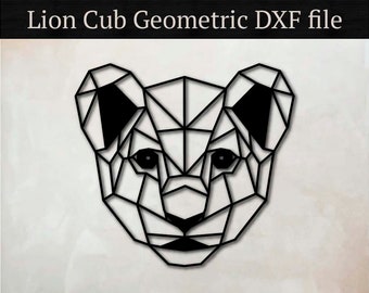 Lion Cub Geometric, vector files, for laser cut, cnc, digital files, dxf, ai, svg, pdf, cut file
