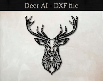 Deer Head, vector files, for laser cut, cnc, digital files, dxf, ai, svg, pdf, cut file