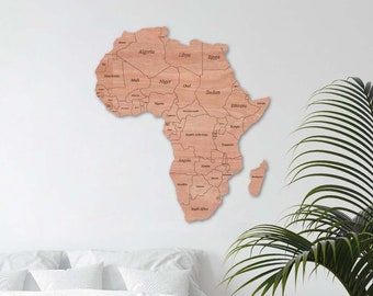 Afrika Landkarte mit Ländernamen - Laser Cut CNC Vektordateien (Digitaler Download)