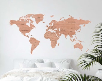 World map with land names and borders, vector files, for laser cut, cnc, digital files, dxf, ai, svg, pdf, cut file, engraved template