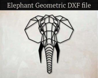 Geometrische Elefanten Kopf Vektor - Laser Cut CNC Dateien (Digitaler Download)