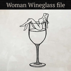 Woman bathing in wineglass, vector file, for laser cut, cnc, digital files, dxf, ai, svg, pdf, cut file