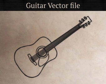 Guitar line art vector files, for laser cut, cnc, digital files, dxf, ai, svg, pdf cut file