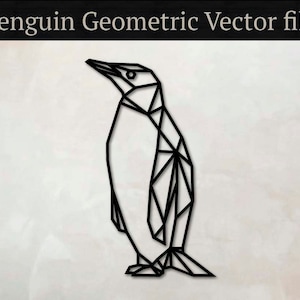 幾何学的なペンギン、ベクター ファイル、レーザー カット用、CNC、デジタル ファイル、DXF、AI、SVG、PDF、カット ファイル