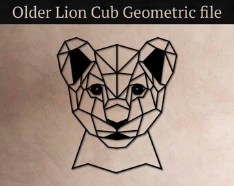 Geometrische Löwenjunges - Vektordateien: Laser Cut CNC (Digitaler Download)