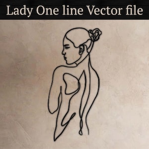 Lady / woman / naked one-line drawing, vector file, for laser cut, cnc, digital files, dxf, ai, svg, pdf, cut file