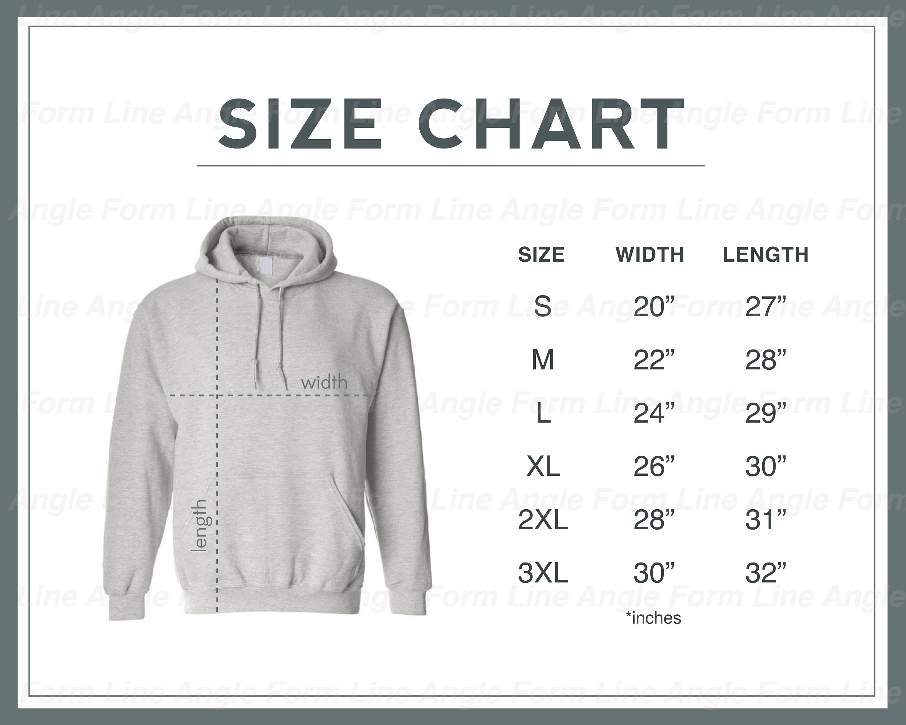 Fruit of the Loom 996MR Hoodie Unisex Size Chart Download Minimal ...