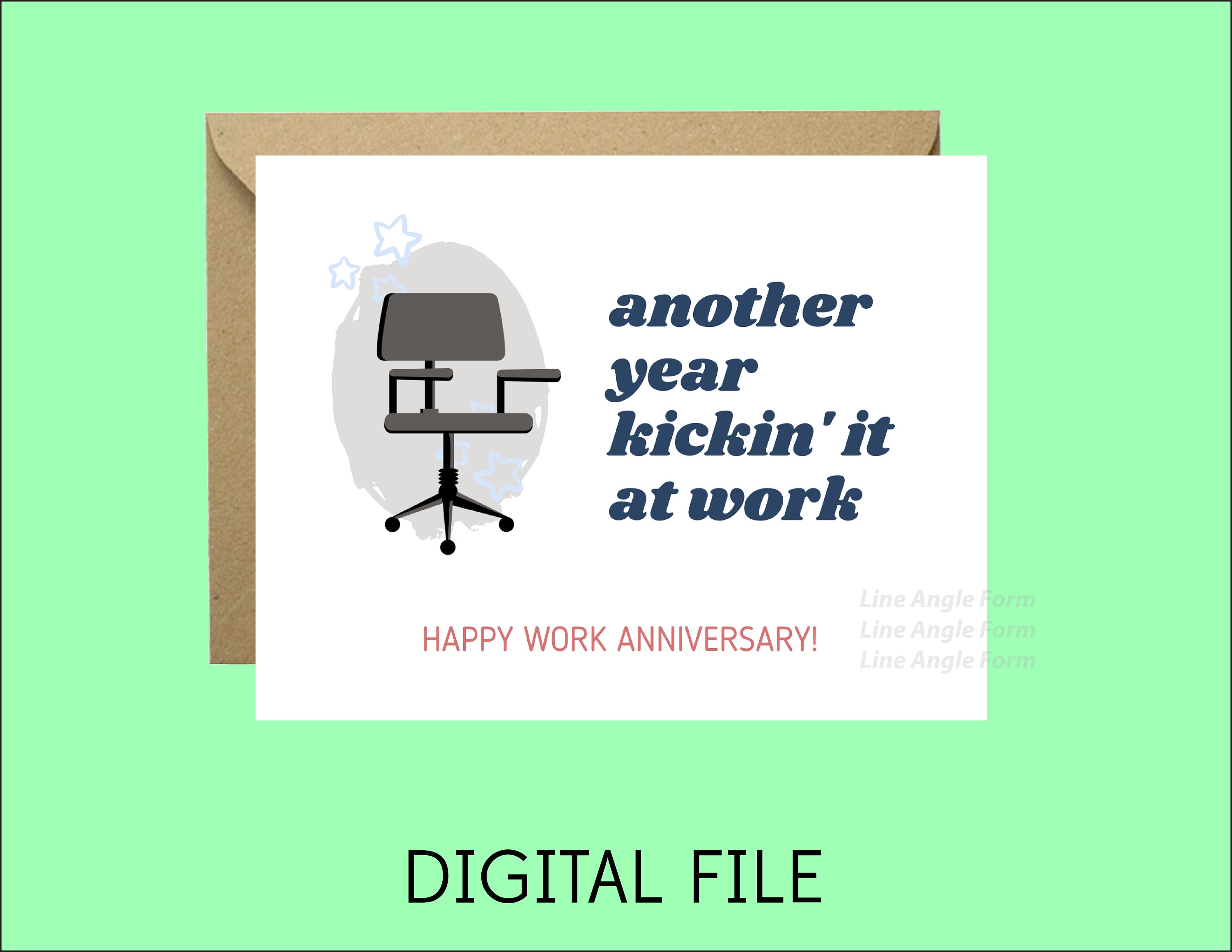 Printable Funny Work Anniversary Card For Coworker Boss Etsy