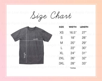 Bella + Leinwand 3001 Unisex T-Shirt Größe Diagramm herunterladen bunte moderne Design für E-Commerce printful Printify POD