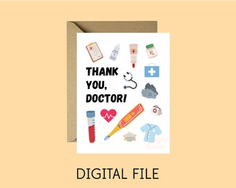 Druckbares Dankeschön Doktor Geschenk für Doktoren Heilberuf | Sofort Download