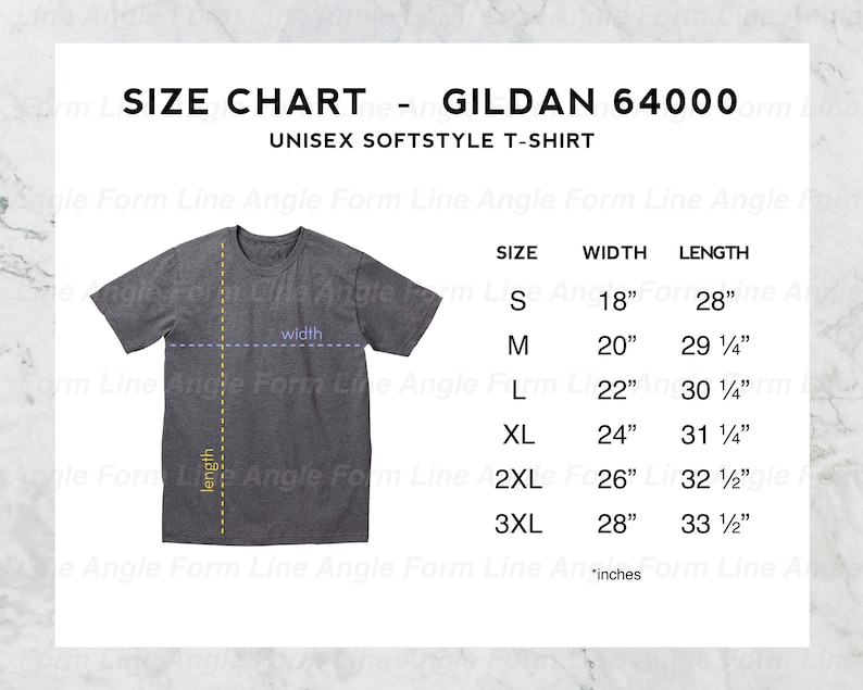 Gildan Softstyle Tshirt 64000 Unisex Download Size Chart Minimal Modern ...