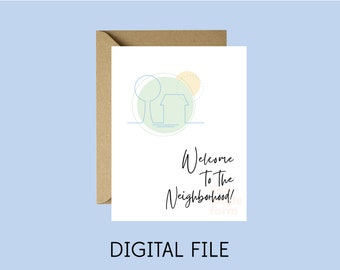 Willkommen in der Nachbarschaft Karte zum Ausdrucken für neue Nachbarn | Sofort Download