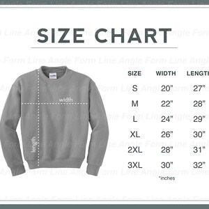 Gildan Crew Neck Sweatshirt 18000 Unisex Size Chart Download Colorful Modern Design For E-Commerce Printful Printify POD