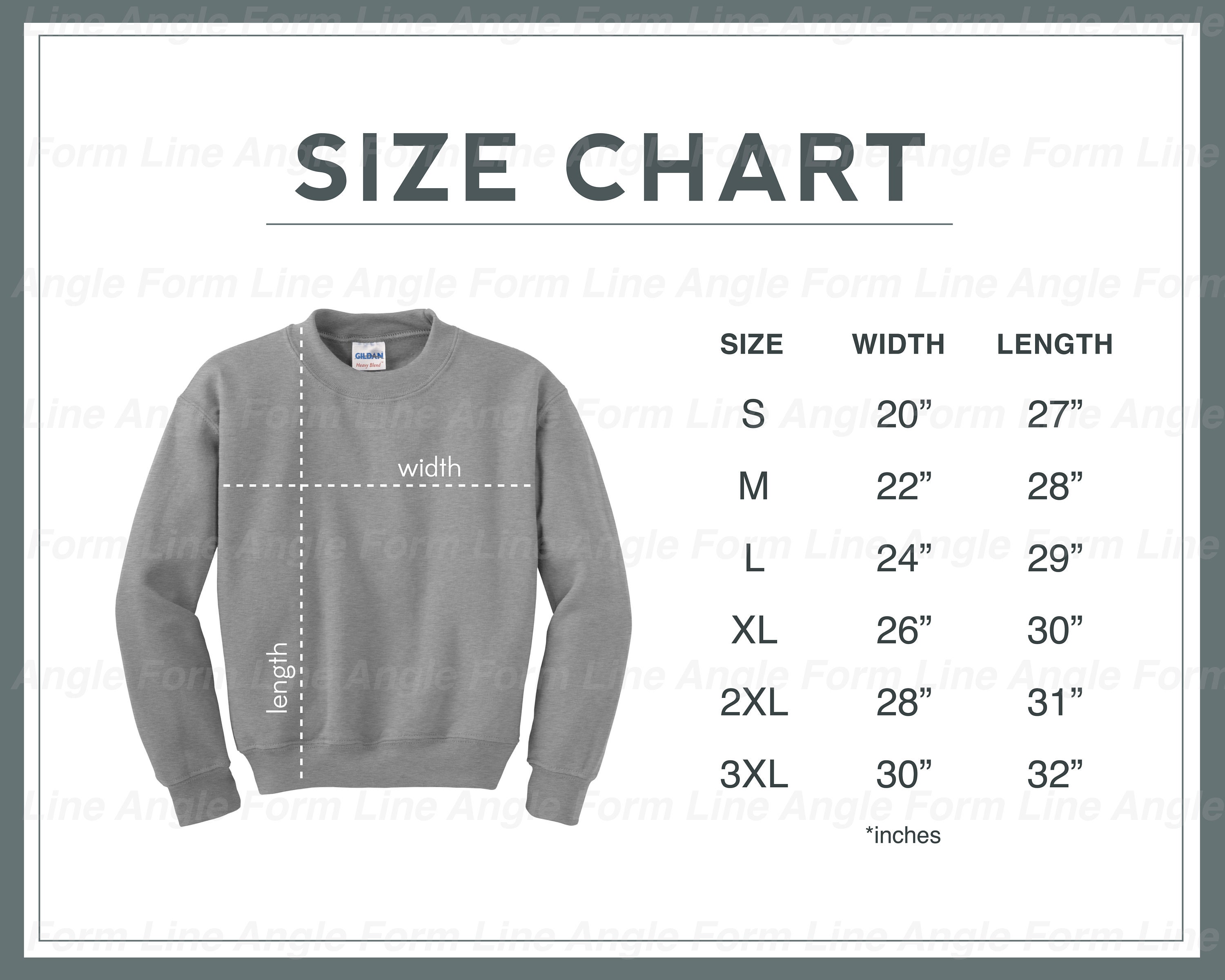 Art & Collectibles Gildan 18000 Size Chart SAND Heavy Blend Crewneck ...