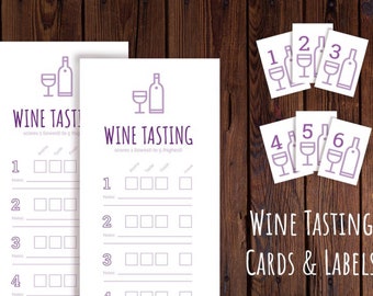 Druckbare Weinprobe Party Kit | Blinde Weinprobe, Weinprobe Scorekarten, Bis zu 6 Weine, Weinparty-Aktivität, Sofortiger Download