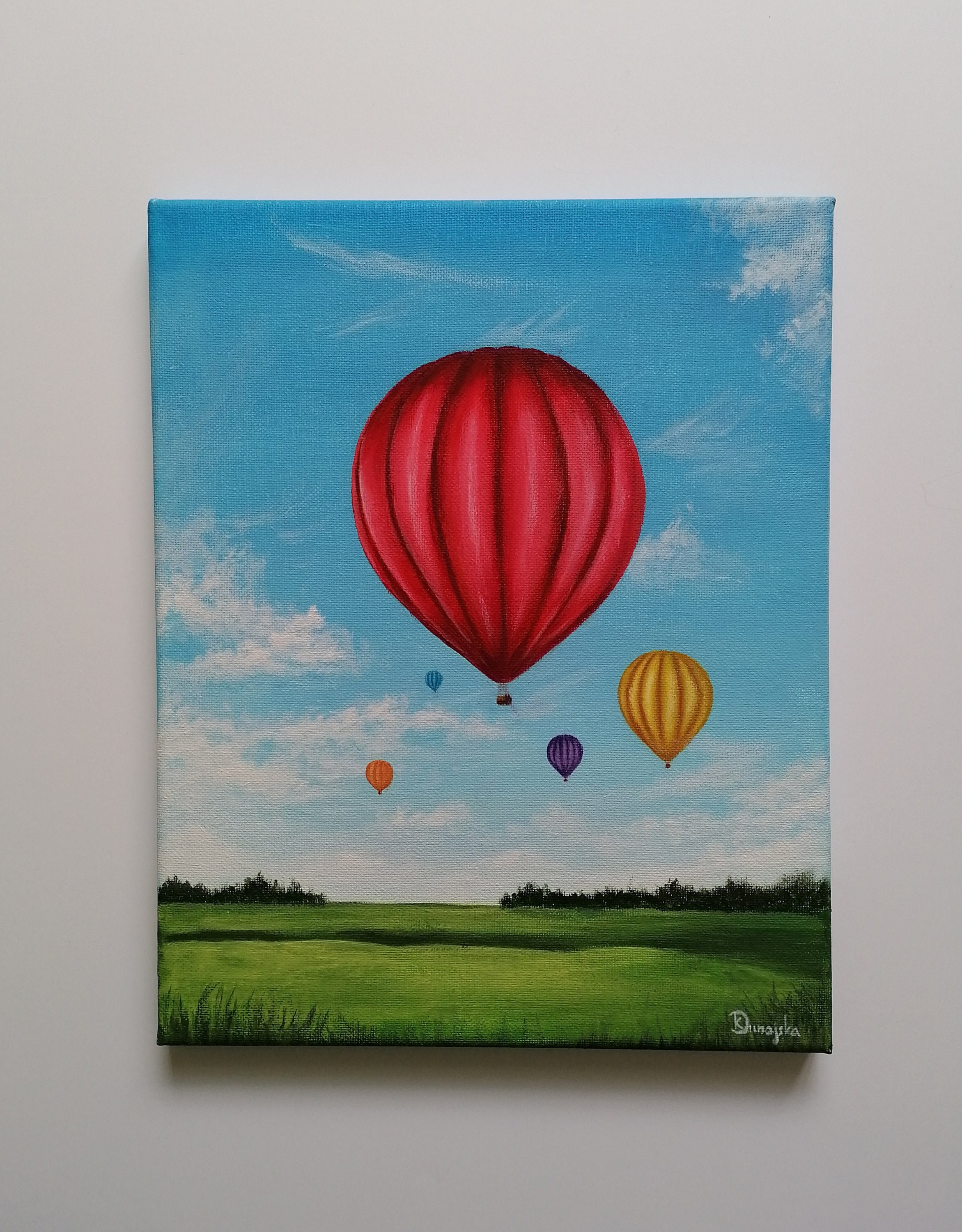 Hotair Balloons Acrylic Painting on Canvas. Balloons Etsy UK